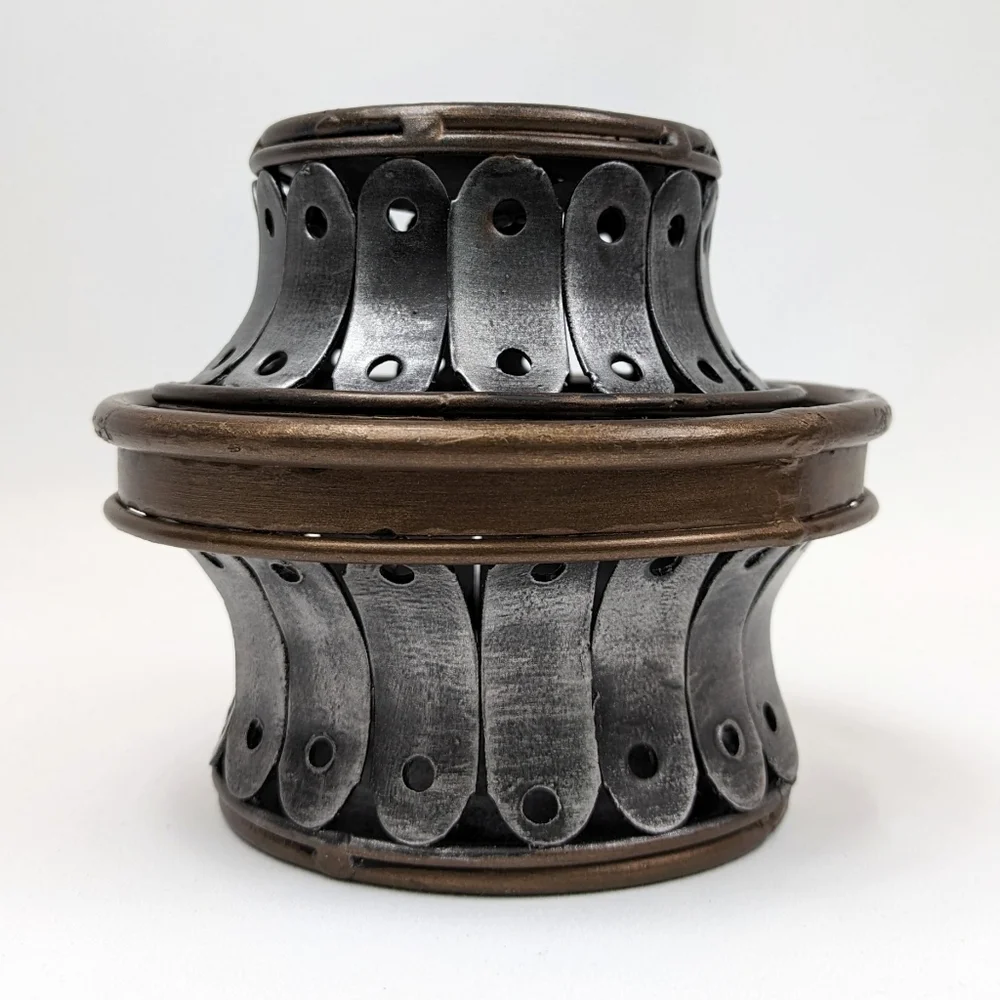 Pillar Candle Holders Steel & Brasstone Steampunk Industrial Medieval Gothic